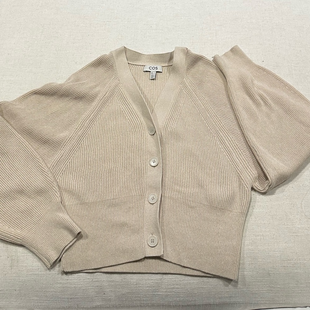 COS Women's Cream Cotton Sweater Cardigan